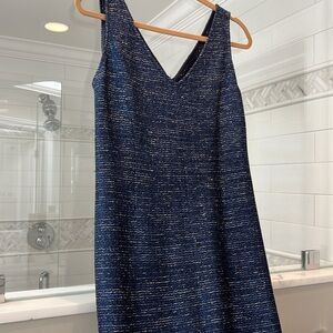 St John Sheath. Navy with silver metallic tread